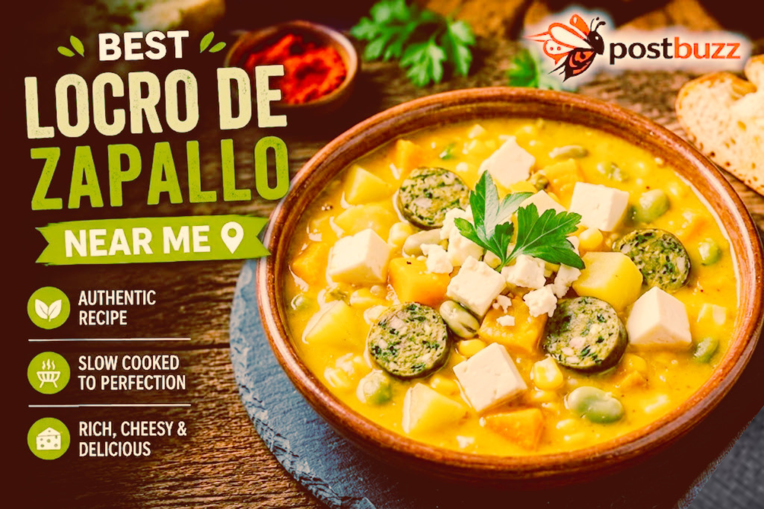 Authentic Peruvian Locro de Zapallo stew served hot at a local restaurant.