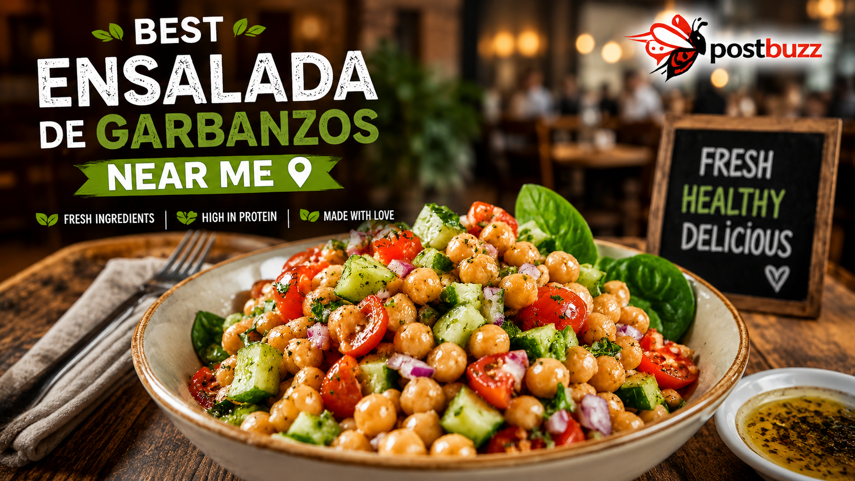 Fresh Mediterranean Ensalada de Garbanzos at a local cafe