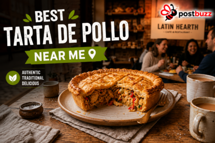 Authentic freshly baked tarta de pollo chicken pie served at a London cafe