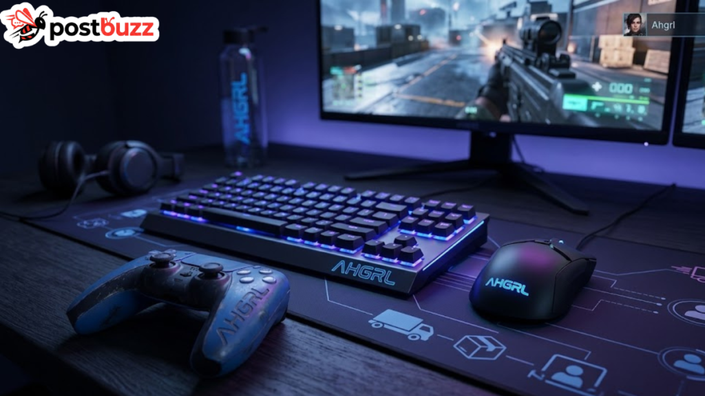Customized gaming mouse and controller with Ahgrl handle engraved.