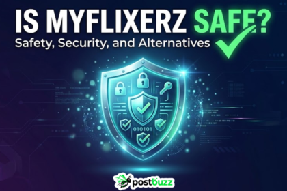 Cybersecurity shield icon representing a safety review of the MyFlixerz streaming website, focusing on digital protection, online security tips, and safe alternatives for 2026.