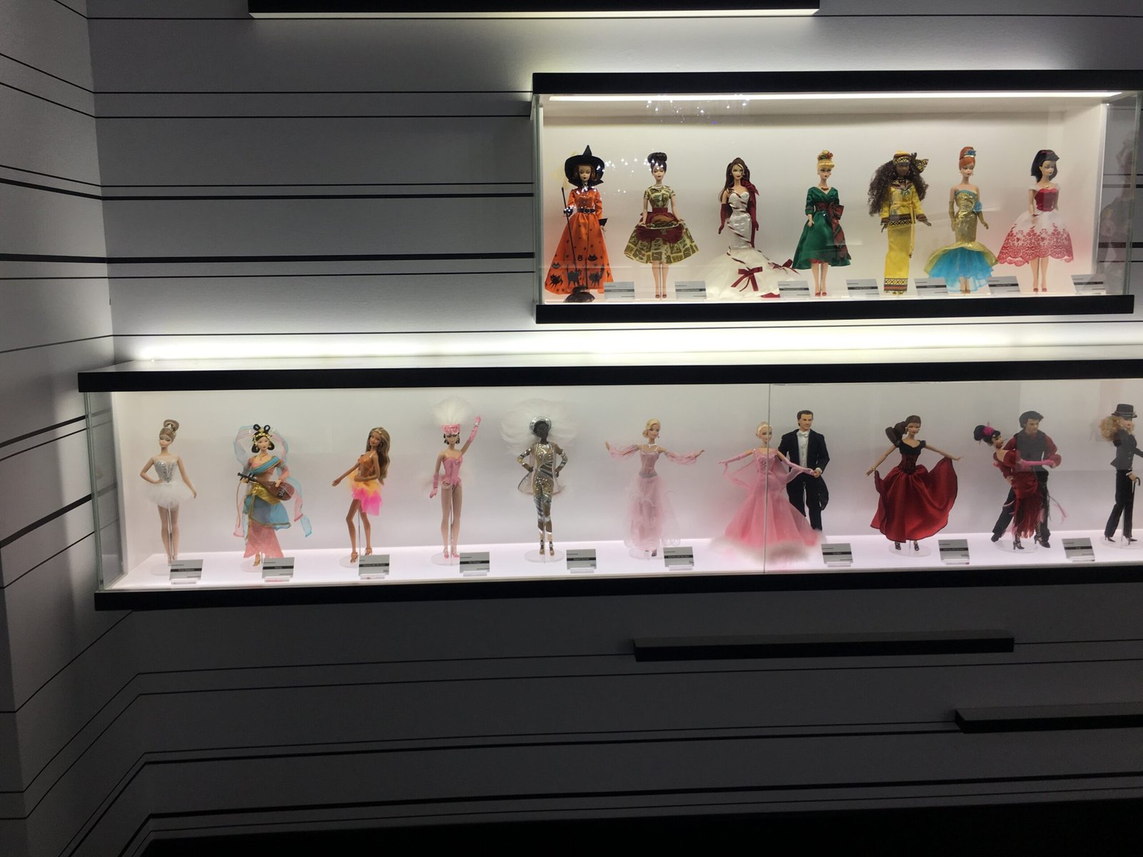 Barbie dolls on display at a Barbie exhibition